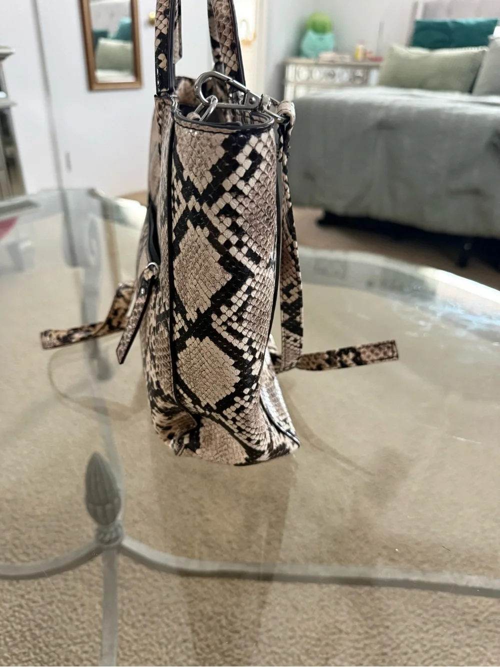 Enzo Angiolini Snake Skin Inspired Bucket Shoulder Bag